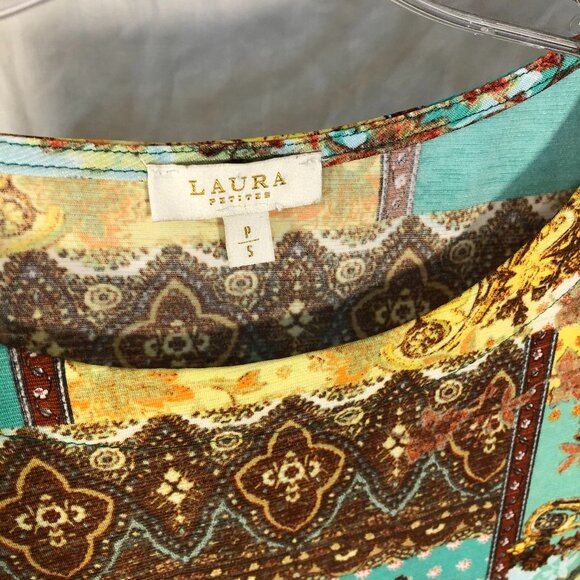 Bohemian print 3/4 sleeve summer blouse size S - Picture 3 of 5